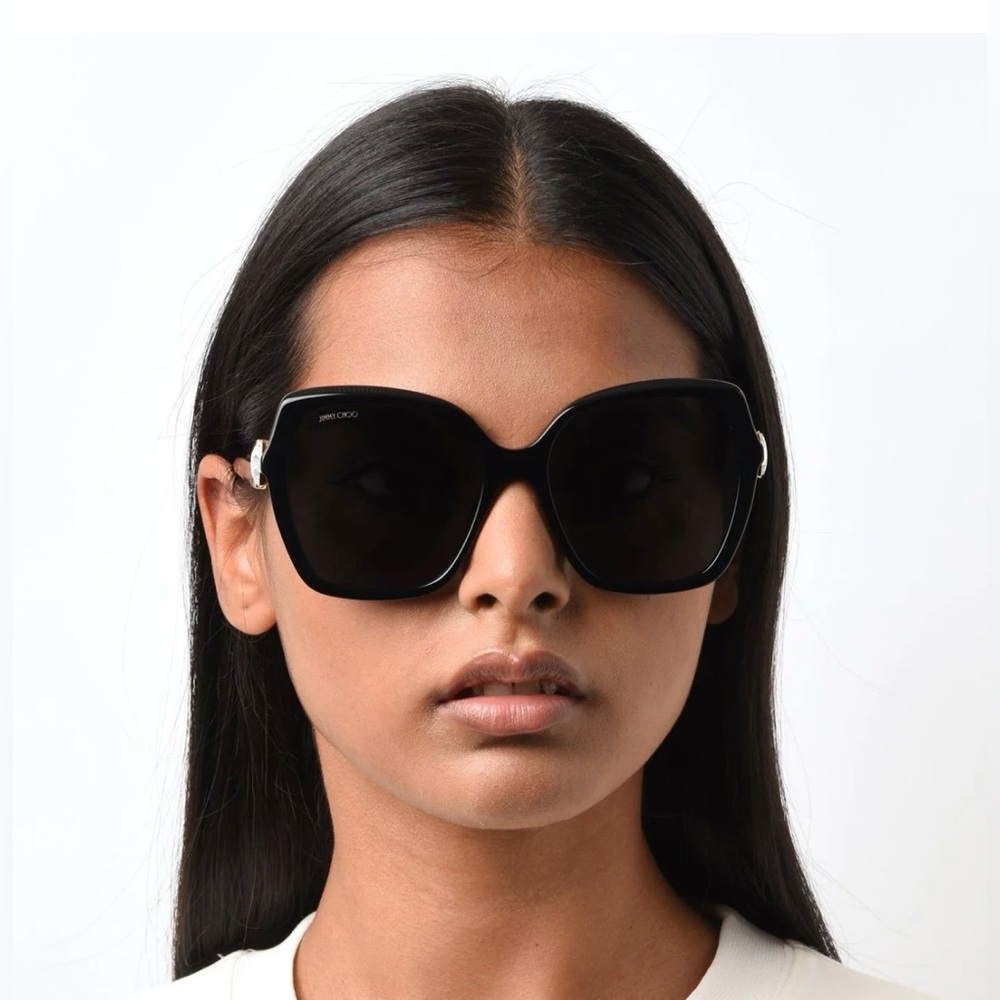 Jimmy Choo Manon Shiny Black Sunglasses Women’s - Picture 4 of 13